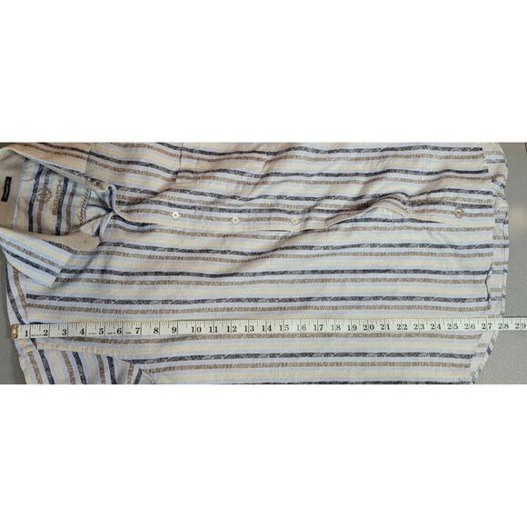 Bugatchi Mens Medium Classic Fit Striped Paisley Button Up Shirt - Picture 12 of 15